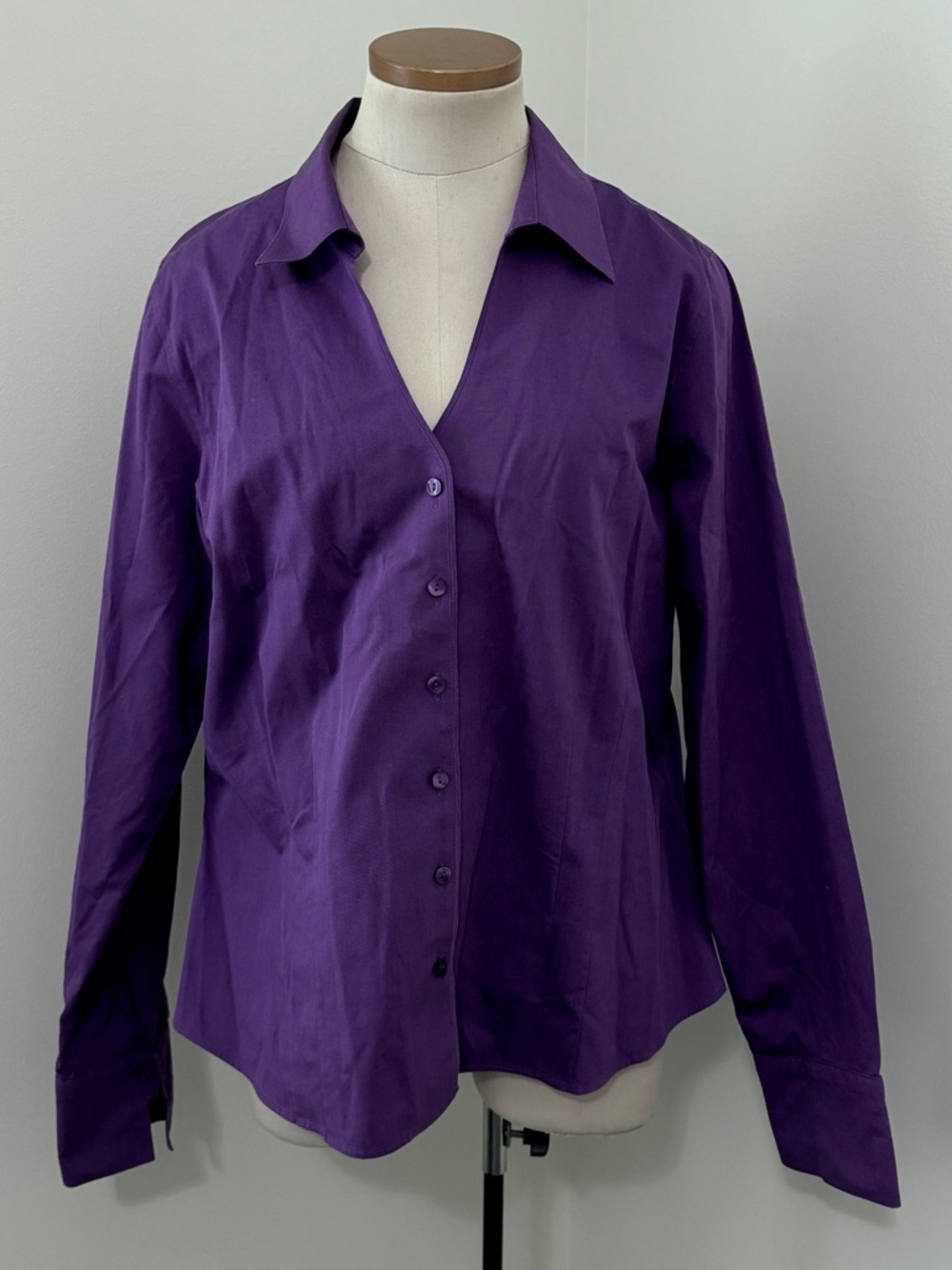 Coldwater Creek Large Purple Long Sleeve Button Down Top ~ 100% Cotton Capsule